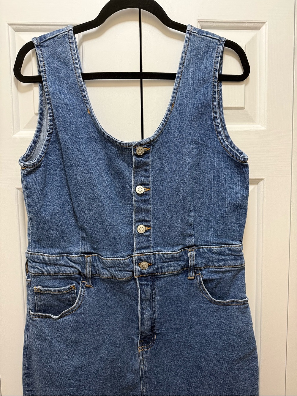 RE Generation Denim Midi Button-Front Dress - Picture 6 of 9